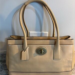 Vintage Coach Madeline Blond/Camel Turn lock Shoulder Bag Leather Tote Bag